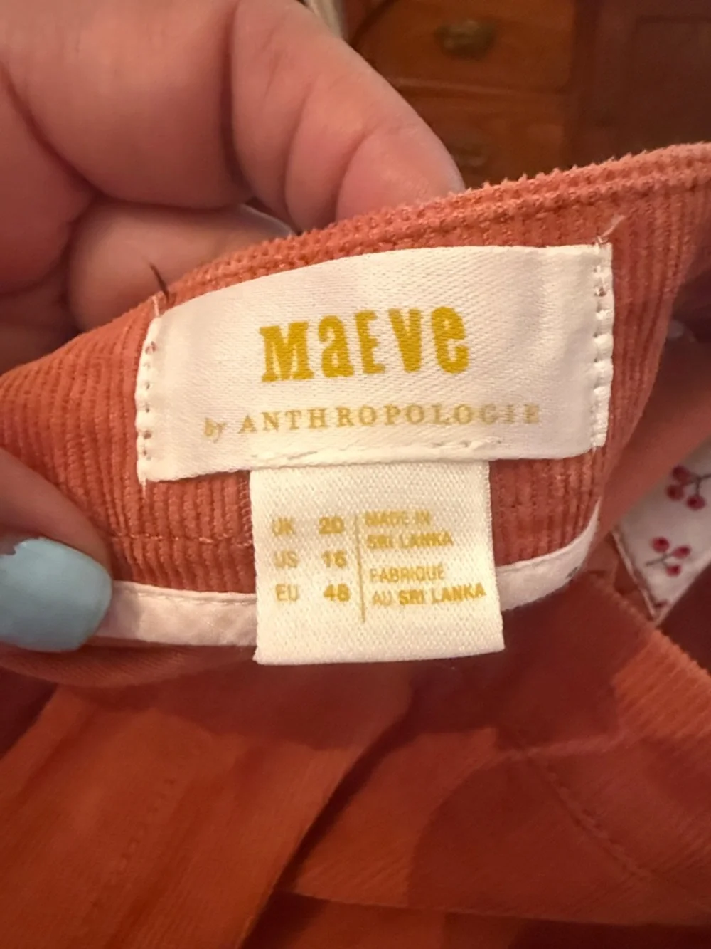 Maeve Anthropologie Wide-Leg Thin Corduroy Trousers US 16 Orange NWOT - Picture 10 of 11